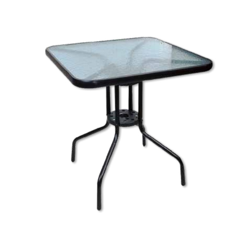 ΤΡΑΠΕΖΙ 70x70εκ ΜΑΥΡΟ ΜΕΤΑΛΛΙΚΟ ΜΕ ΓΥΑΛΙ