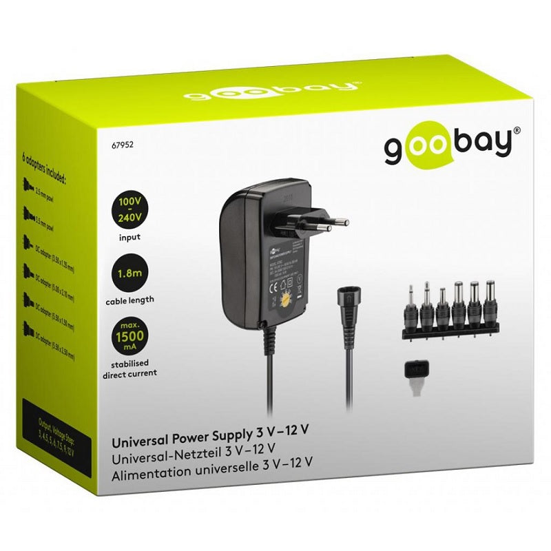ΦΟΡΤΙΣΤΗΣ ΑΝΤΑΠΤΟΡΑΣ 3V-12V 18W-1.5A 6 TIPS GOOBAY