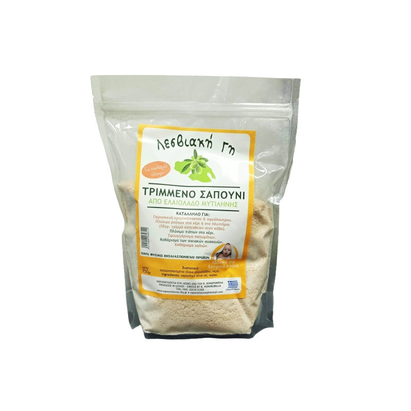 ΣΑΠΟΥΝΙ ΤΡΙΜΜΕΝΟ ΛΕΥΚΟ 750gr ΛΕΣΒΙΑΚΗ ΓΗ