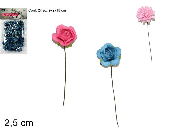 ΤΡΙΑΝΤΑΦΥΛΛΑ 2.5εκ 24ΤΕΜ ΡΟΖ ΓΑΛΑΖΙΑ ΦΟΥΞΙΑ ΜΕ ΣΥΡΜΑΤΑΚΙ