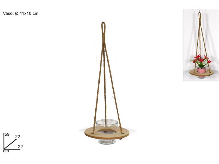 ΚΑΣΠΩ ΓΥΑΛΙΝΟ ΚΡΕΜΑΣΤΟ ΜΕ ΣΧΟΙΝΙ 59x22x22cm