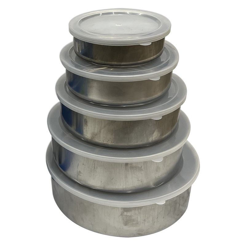 ΦΑΓΗΤΟΔΟΧΕΙΟ INOX ΣΕΤ ΣΤΡΟΓΓΥΛΟ 5ΤΕΜ