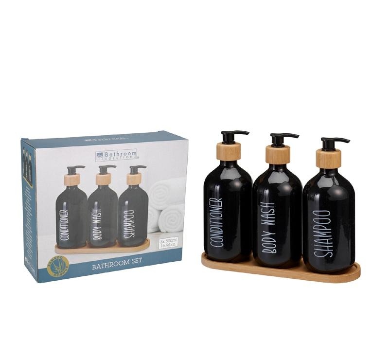 ΝΤΙΣΠΕΝΣΕΡ ΣΕΤ 3ΤΕΜ x 500ml ΠΛΑΣΤΙΚΟ ΣΕ ΞΥΛΙΝΗ ΒΑΣΗ