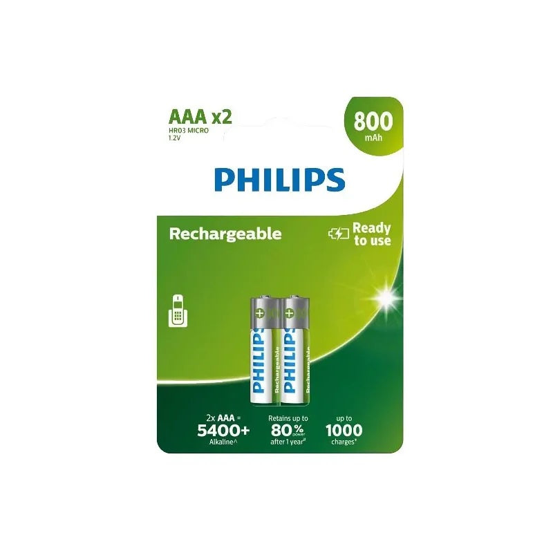 PHILIPS ΜΠΑΤΑΡΙΕΣ ΑΑΑ ΕΠΑΝΑΦΟΡΤΙΖΟΜΕΝΕΣ 800mAh