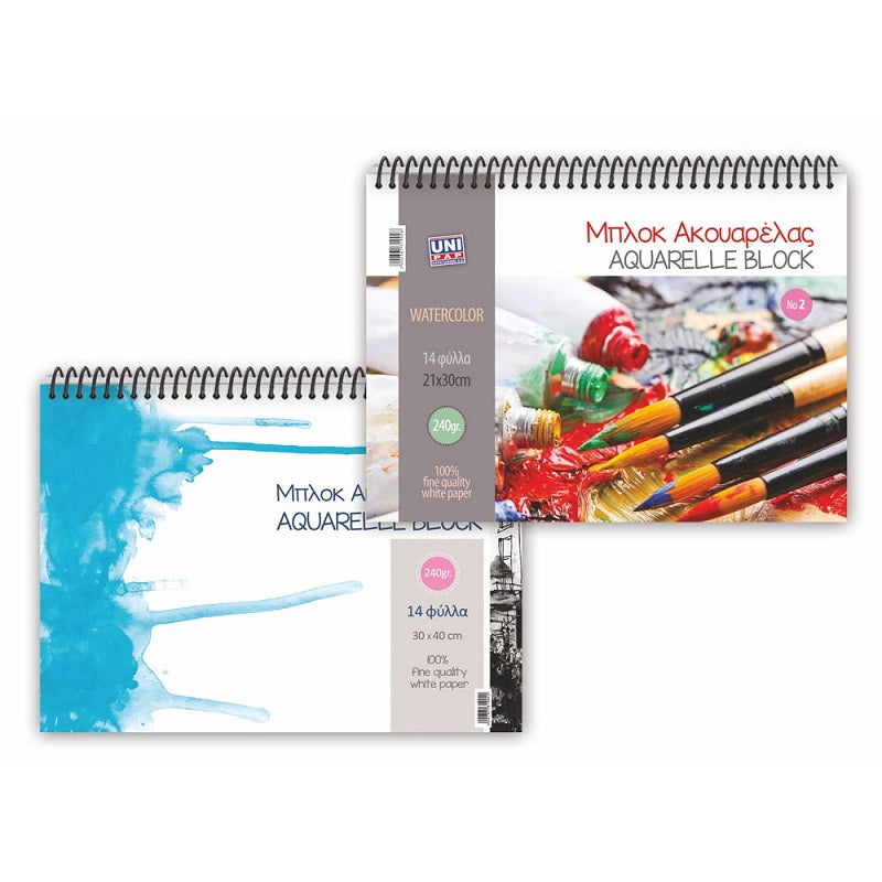 ΜΠΛΟΚ ΑΚΟΥΑΡΕΛΑΣ 12Φ Νο2 21x29cm