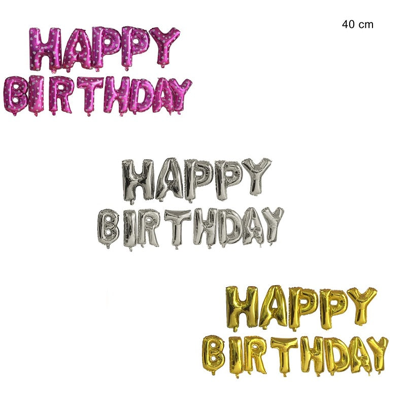 ΜΠΑΛΟΝΙΑ ΜΕΤΑΛΛΙΖΕ HAPPY BIRTHDAY ΚΡΕΜΑΣΤΑ 40cm
