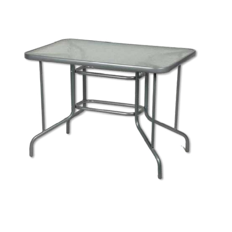 ΤΡΑΠΕΖΙ 100x65εκ ΑΣΗΜΙ ΜΕΤΑΛΛΙΚΟ ΜΕ ΓΥΑΛΙ