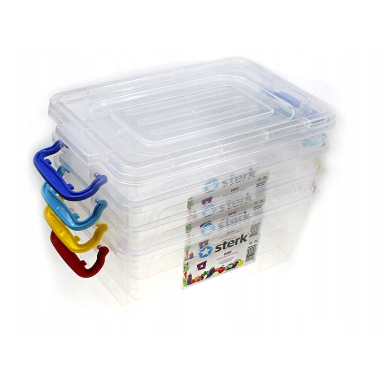 ΦΑΓΗΤΟΔΟΧΕΙΟ 3lt ΟΡΘΟΓΩΝΙΟ ΔΙΑΦΑΝΟ ΜΕ ΧΡΩΜΑΤΙΣΤΕΣ ΛΑΒΕΣ STERK