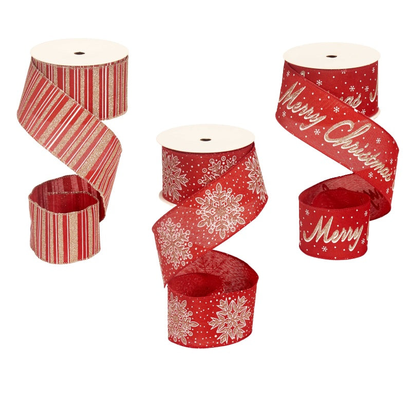 ΚΟΡΔΕΛΑ 6cm 10m MERRY CHRISTMAS GLITTER