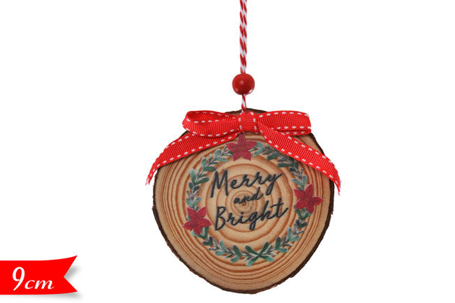 ΣΤΟΛΙΔΙ XMAS 9cm ΞΥΛΙΝΟ MERRY AND BRIGHT