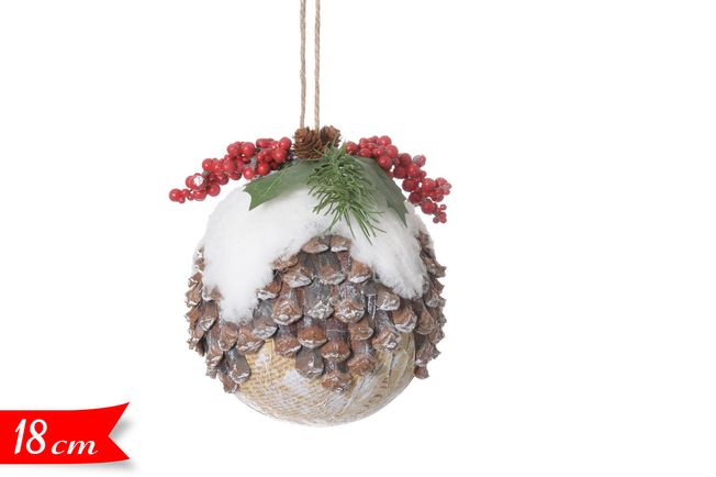 ΜΠΑΛΑ XMAS 18εκ ΧΙΟΝΙΣΜΕΝΗ ΜΕ ΓΚΙ ΚΑΙ ΣΧΟΙΝΙ