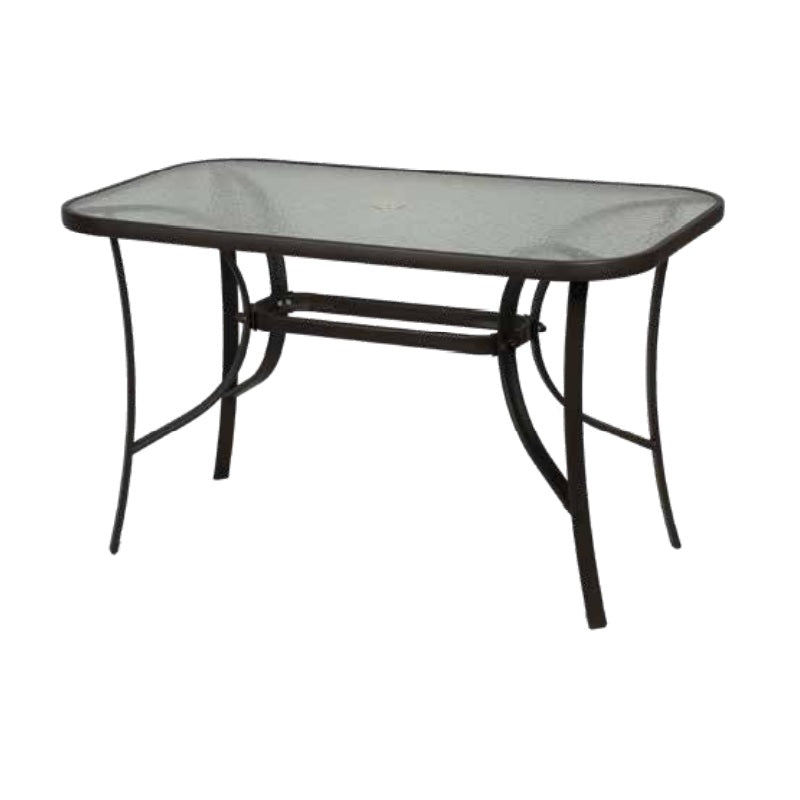 ΤΡΑΠΕΖΙ 140x80εκ ΚΑΦΕ ΜΕΤΑΛΛΙΚΟ ΜΕ ΓΥΑΛΙ