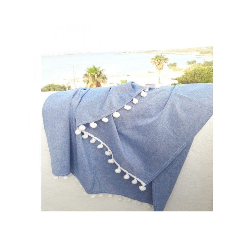 ΠΕΤΣΕΤΑ ΘΑΛΑΣΣΗΣ ΠΕΣΤΕΜΑΛ ΜΕ POM POM 90x180cm