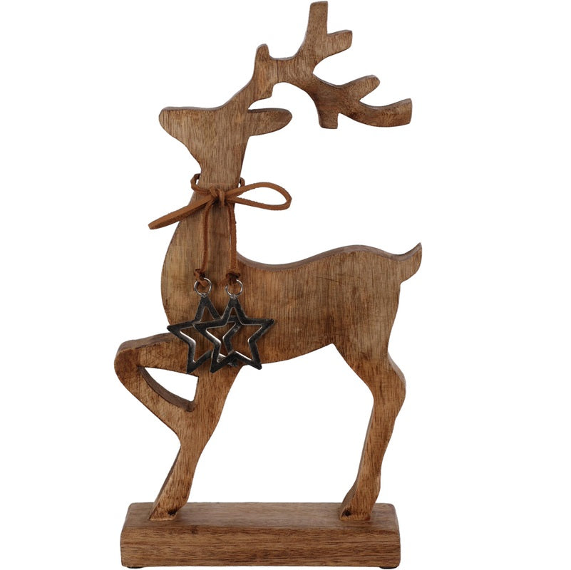 ΤΑΡΑΝΔΟΣ XMAS ΜΕ ΑΣΤΕΡΙΑ ΣΕ ΒΑΣΗ 36cm ΞΥΛΙΝΟ