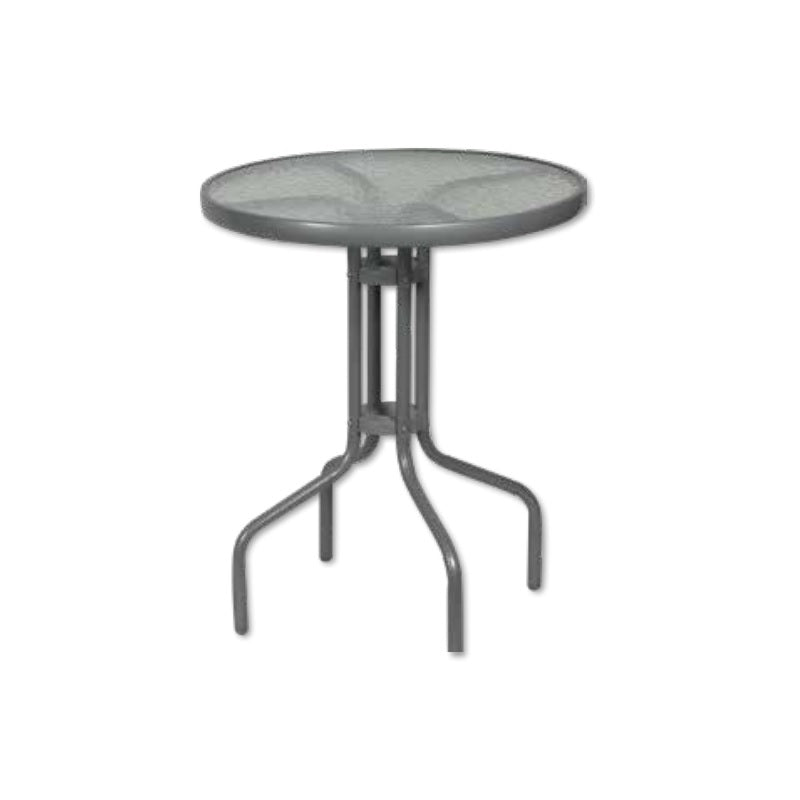 ΤΡΑΠΕΖΙ Φ80 ΑΣΗΜΙ ΜΕΤΑΛΛΙΚΟ ΜΕ ΓΥΑΛΙ