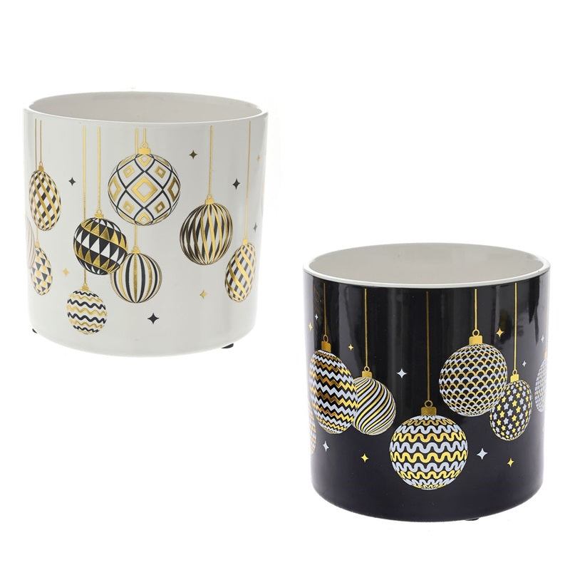 ΚΑΣΠΩ XMAS ΚΕΡΑΜΙΚΟ ΜΕ XMAS ΜΠΑΛΕΣ Φ:13x12cm ΜΑΥΡΟ