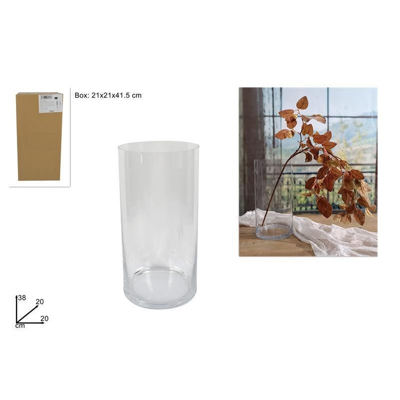 ΑΝΘΟΔΟΧΕΙΟ ΚΥΛΙΝΔΡΙΚΟ 38x20cm ΓΥΑΛΙΝΟ