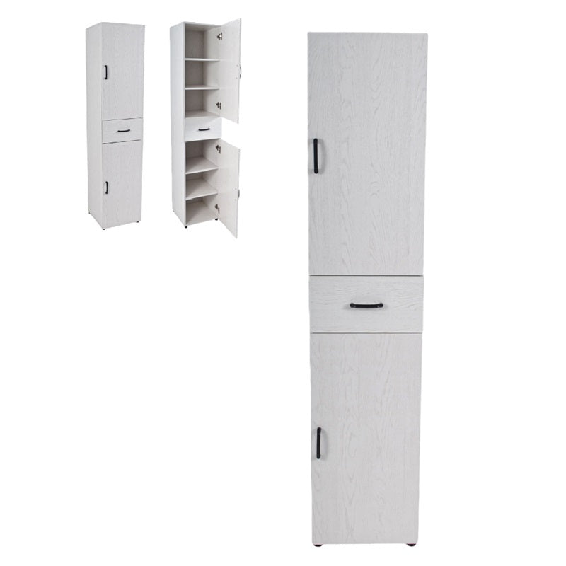 ΕΠΙΠΛΟ ΜΠΑΝΙΟΥ ΜΕ ΣΥΡΤΑΡΙ ΚΑΙ ΡΑΦΙΑ MDF/ΜΕΛΑΜΙΝΗ 40x42x183εκ ΛΕΥΚΟ ANKOR