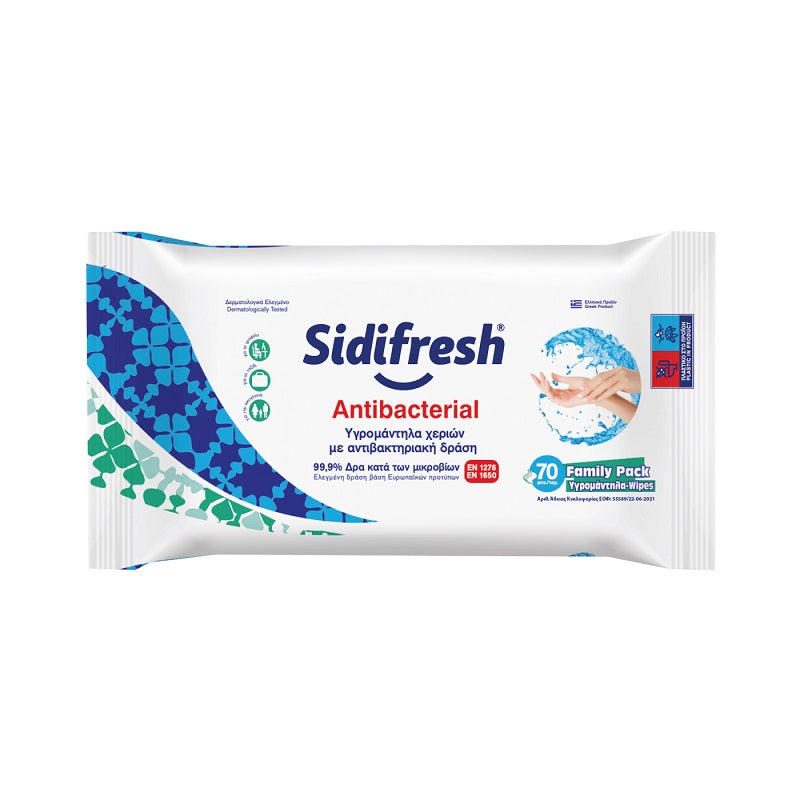 ΥΓΡΟΜΑΝΤΗΛΑ ANTIBACTERIAL 70TEM SIDIFRESH