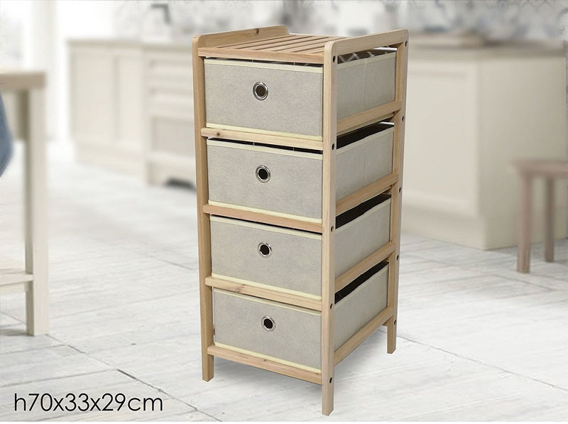 ΣΥΡΤΑΡΙΕΡΑ ΞΥΛΙΝΗ ΜΕ 4 ΣΥΡΤΑΡΙΑ 70x33x29cm VESTI CASA