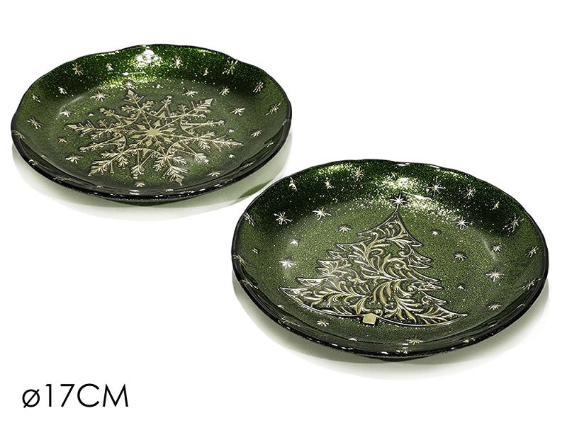 ΠΙΑΤΟ XMAS ΓΥΑΛΙΝΟ 17cm ΜΕ ΧΡΥΣΟ GLITTER