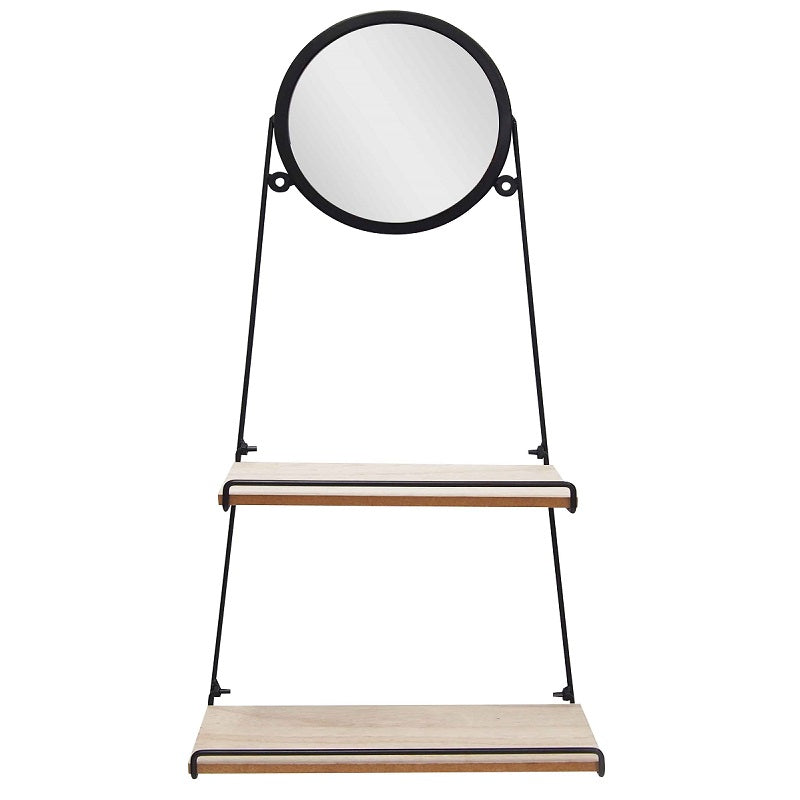 ΡΑΦΙ ΔΙΠΛΟ ΞΥΛΙΝΟ ΜΕ ΚΑΘΡΕΠΤΗ ΜΕΤΑΛΛΙΚΟ 30x12x60cm