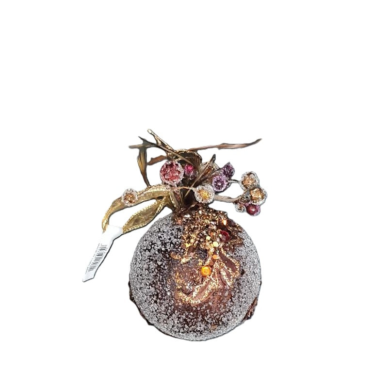 ΜΠΑΛΑ XMAS ΚΑΦΕ GLITTER ΦΤΕΡΟ 10cm