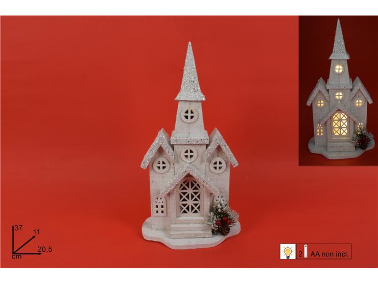 ΦΩΤΙΖΟΜΕΝΟ ΣΠΙΤΑΚΙ ΞΥΛΙΝΟ ΛΕΥΚΟ 37cm