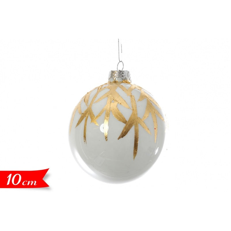 ΜΠΑΛΑ XMAS 10εκ ΛΕΥΚΗ ΧΡΥΣΗ ΓΥΑΛΙΝΗ