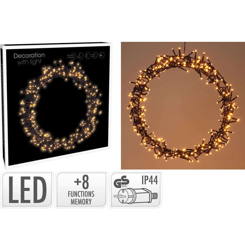 ΣΤΕΦΑΝΙ 300LED 8 ΠΡΟΓΡ.ΜΑΥΡΟ.ΚΑΛ.ΘΕΡΜΟ.ΛΑΜΠ. 38cm