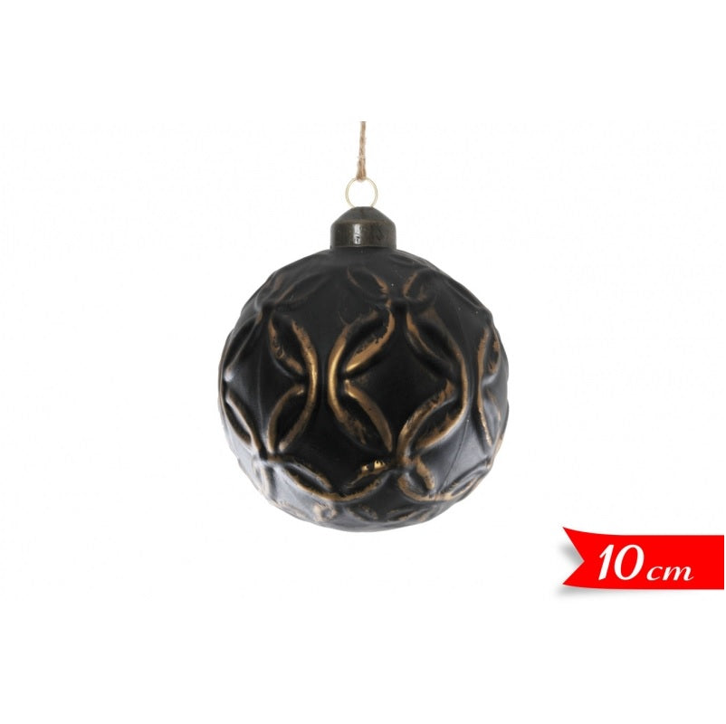 ΜΠΑΛΑ XMAS 10εκ ΜΑΥΡΗ ΧΡΥΣΗ ΓΥΑΛΙΝΗ VINTAGE
