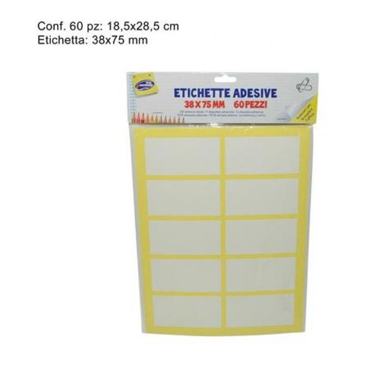 ΕΤΙΚΕΤΕΣ ΛΕΥΚΕΣ 60ΤΕΜ ΑΥΤΟΚΟΛΛΗΤΕΣ 38x75mm