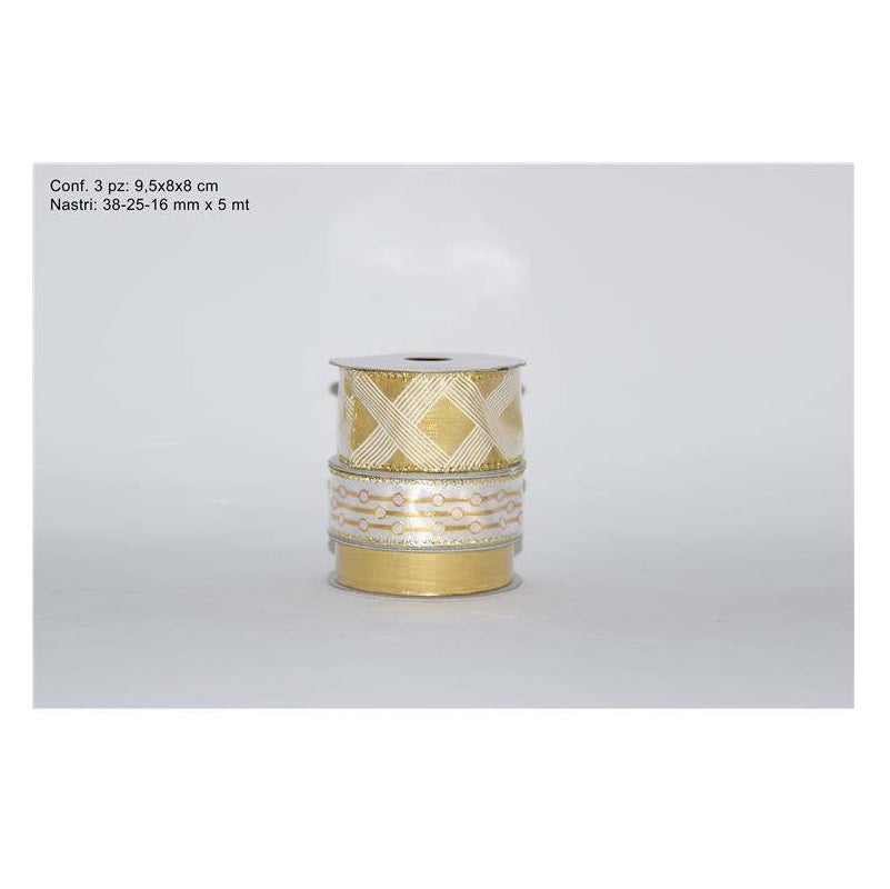 ΚΟΡΔΕΛΑ 3.8εκ-2.5εκ-1.6εκ 5m XMAS ΤΡΙΠΛΗ ΛΕΥΚΗ ΧΡΥΣΗ