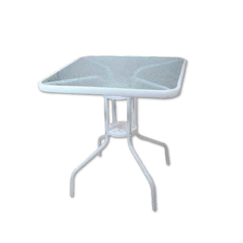 ΤΡΑΠΕΖΙ 70x70εκ ΛΕΥΚΟ ΜΕΤΑΛΛΙΚΟ ΜΕ ΓΥΑΛΙ