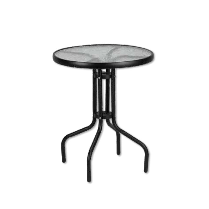 ΤΡΑΠΕΖΙ Φ80 ΜΑΥΡΟ ΜΕΤΑΛΛΙΚΟ ΜΕ ΓΥΑΛΙ