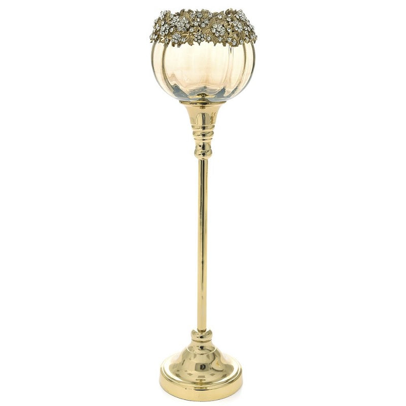 ΚΗΡΟΠΗΓΙΟ ΓΥΑΛΙΝΟ ΜΕΛΙ 40εκ ΜΕ ΔΙΑΜΑΝΤΑΚΙΑ & ΜΕΤΑΛΛΙΚΟ ΠΟΔΙ