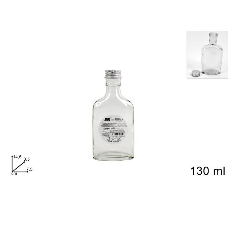 ΦΛΑΣΚΙ 130ml ΓΥΑΛΙΝΟ ΜΕ ΠΩΜΑ ΑΛΟΥΜΙΝΙΟΥ