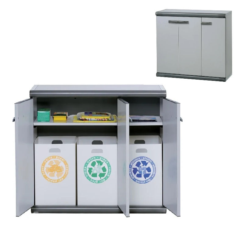 ΝΤΟΥΛΑΠΙ ΠΛΑΣΤΙΚΟ 3ΦΥΛΛΑ 93.6x86x39εκ ΜΕ ΘΗΚΕΣ ΑΝΑΚΥΚΛΩΣΗΣ ΓΚΡΙ SCIK ECO 90/3/RD