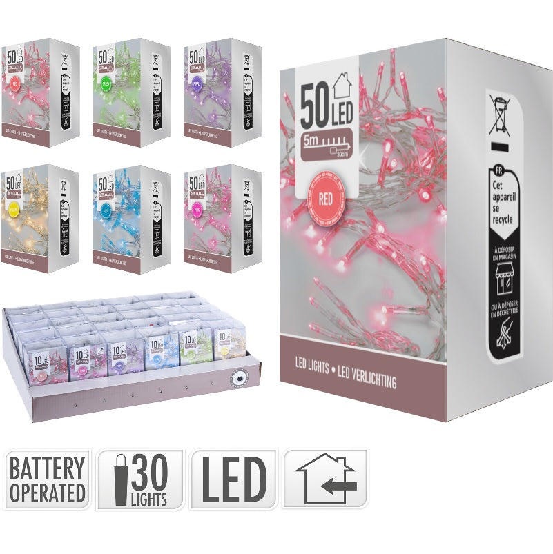 ΦΩΤΑΚΙΑ 50LED ΜΠΑΤΑΡΙΑΣ ΔΙΑΦ.ΚΑΛ.PASTEL.ΛΑΜΠ. 5m