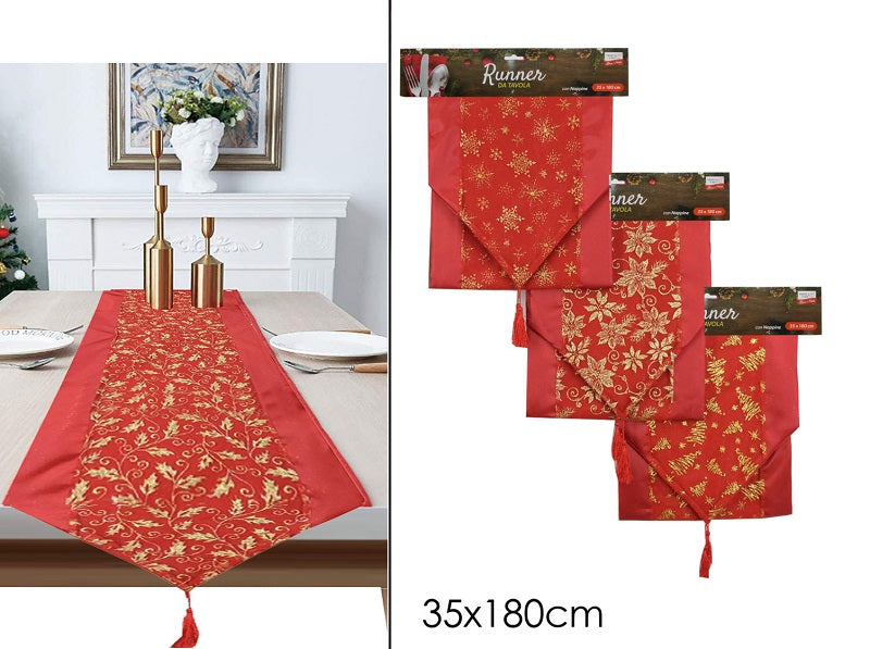 ΡΑΝΕΡ XMAS 35x180εκ ΚΟΚΚΙΝΟ ΜΕ ΧΡΥΣΟ GLITTER VESTI CASA