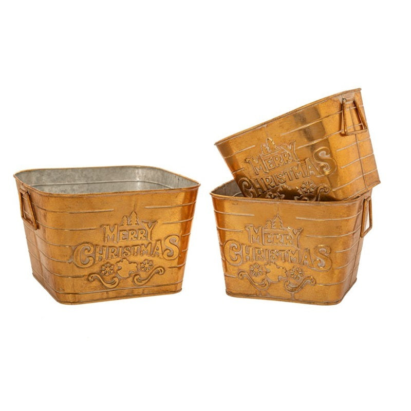 ΚΑΣΠΩ XMAS ΜΕΤΑΛΛΙΚΟ ΤΕΤΡΑΓΩΝΟ 21x21x15cm ΧΡΥΣΟ