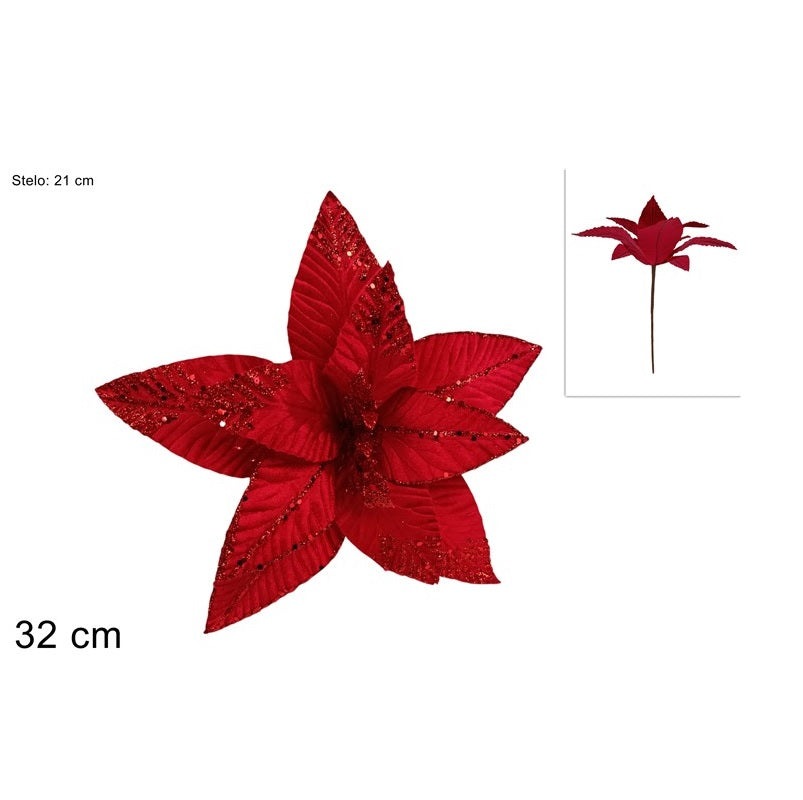 ΛΟΥΛΟΥΔΙ ΚΛΑΔΑΚΙ ΚΟΚΚΙΝΟ GLITTER 32cm