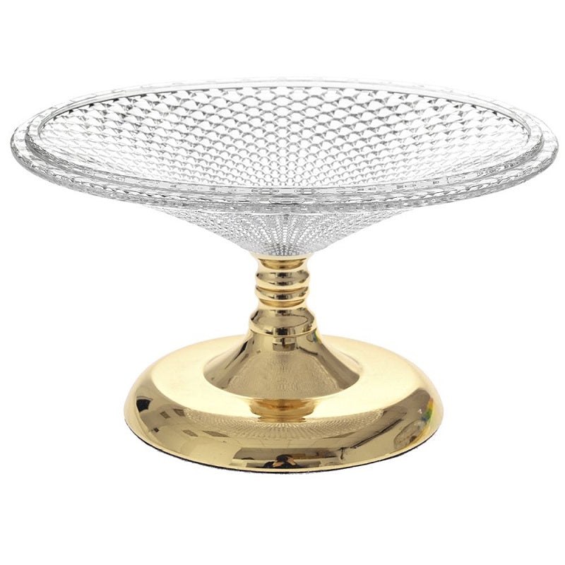 ΠΙΑΤΕΛΑ ΣΚΑΛΙΣΤΗ ΓΥΑΛΙΝΗ ΜΕ ΧΡΥΣΟ ΜΕΤΑΛΛΙΚΟ ΠΟΔΙ 30x30x18cm