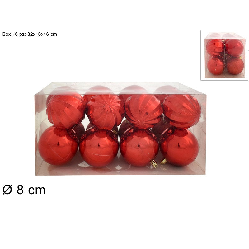 ΜΠΑΛΑ XMAS 16ΤΕΜ ΚΟΚΚΙΝΟ 8εκ