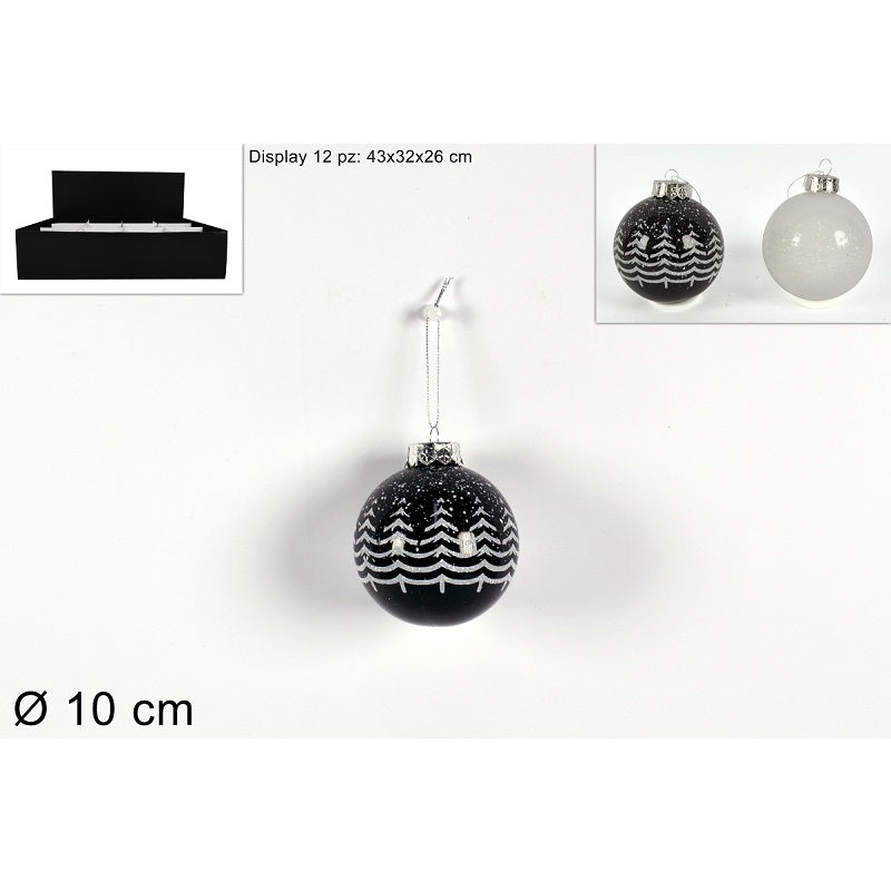 ΜΠΑΛΑ XMAS 10εκ ΑΣΠΡΟ ΜΑΥΡΟ ΜΕ XMAS ΔΕΝΤΡΑ