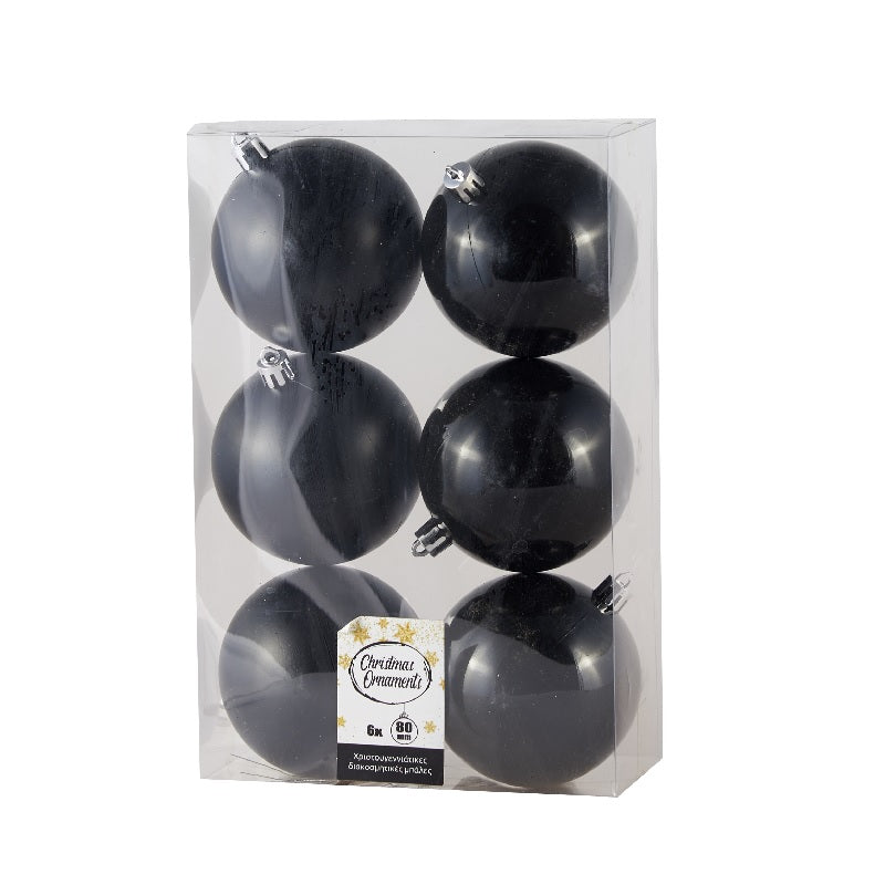 ΜΠΑΛΑ XMAS 6ΤΕΜ 8εκ ΜΑΥΡΗ