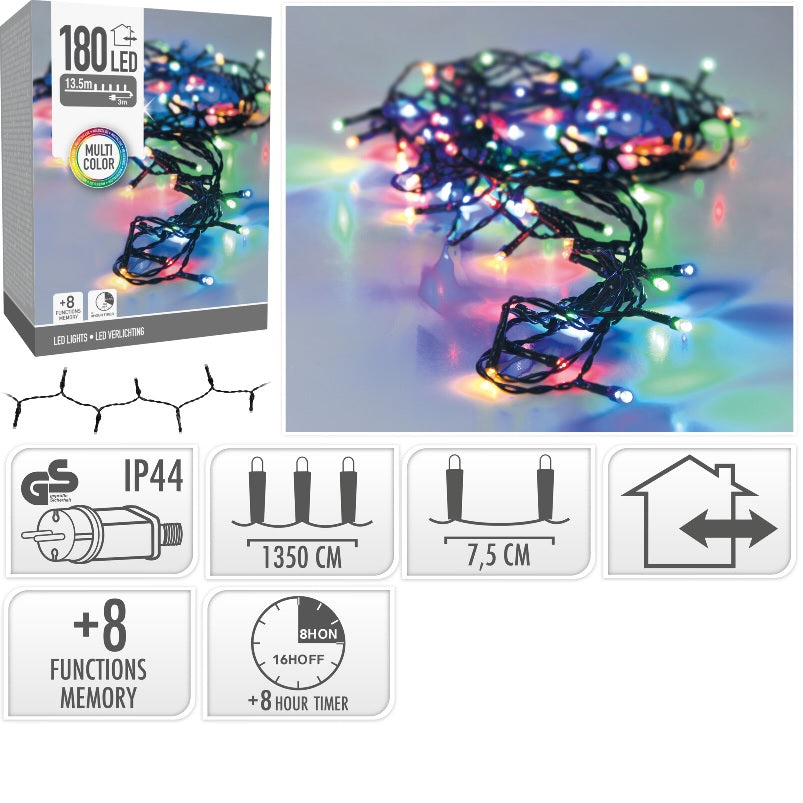 ΦΩΤΑΚΙΑ 180LED ΠΡΟΓΡ.ΠΡΑΣ.ΚΑΛ.ΧΡΩΜ.ΛΑΜΠ. 12m