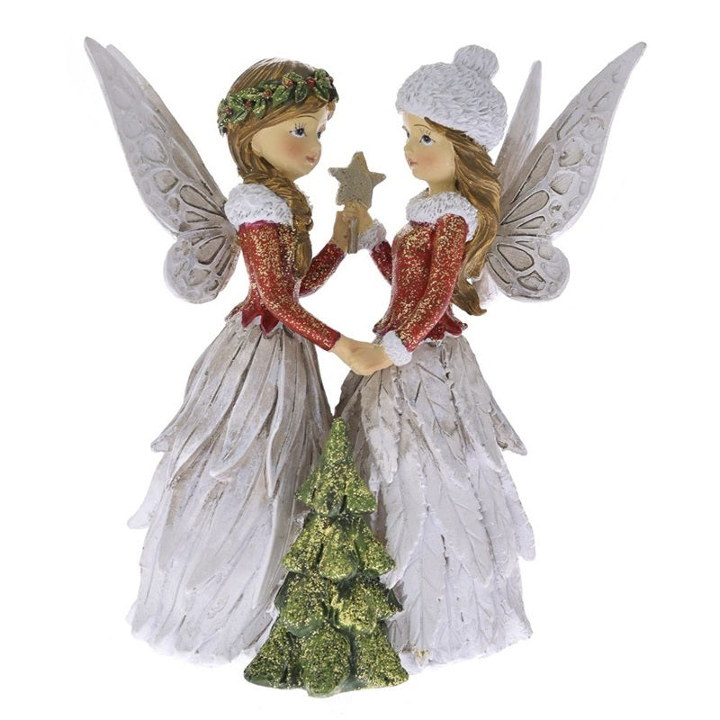 ΖΕΥΓΑΡΙ ΝΕΡΑΪΔΕΣ XMAS 14x9x16cm ΠΟΛΥΡΕΖΙΝ