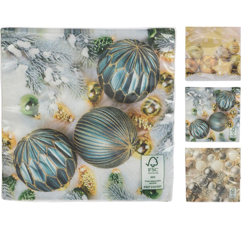 ΧΑΡΤΟΠΕΤΣΕΤΕΣ XMAS ΜΠΑΛΕΣ 33x33cm 16ΤΕΜ