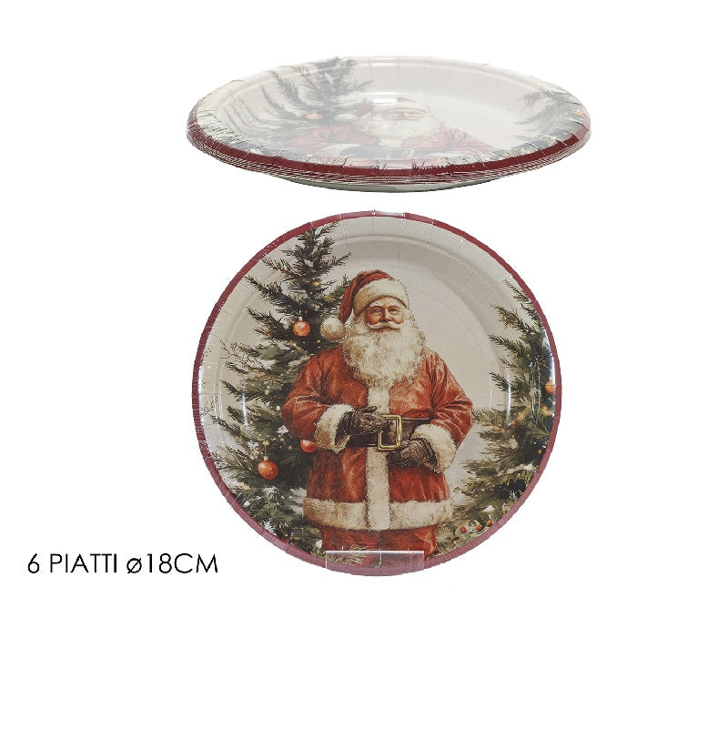 ΠΙΑΤΟ ΧΑΡΤΙΝΟ XMAS 18cm 6ΤΕΜ